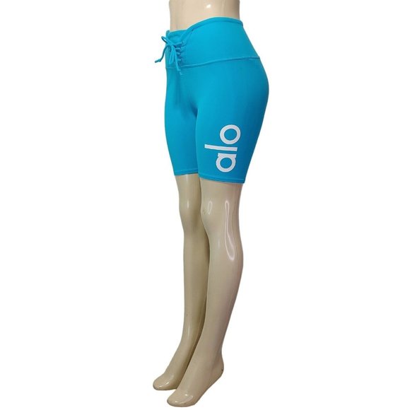 alo Lace Up Yogi Short Aqua Women's Size Small - Picture 1 of 12